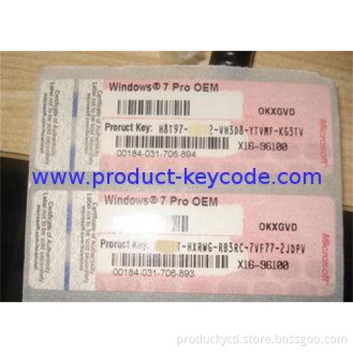 Windows Product Key Sticker For Windows 7 Pro , Windows 7 P
